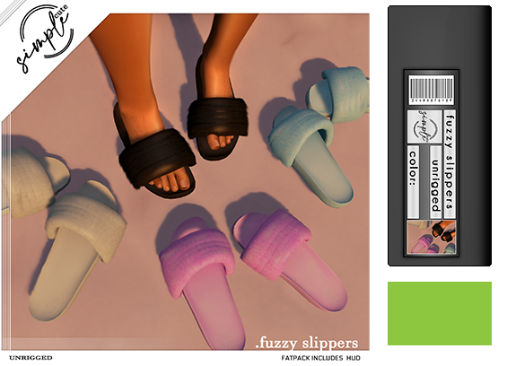 [simpleCUTE] Fuzzy Slipper -Lime  //ADD ME//
