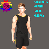 Black-Orange Trim Sports Tank & Shorts