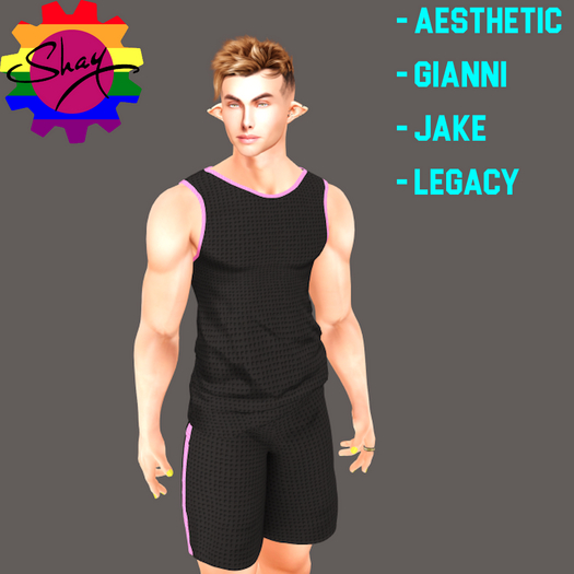 Black-Pink Trim Sports Tank & Shorts