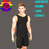 Black-Yellow Trim Sports Tank & Shorts