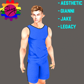 Blue-Black Trim Sports Tank & Shorts