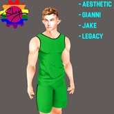 Green-Black Trim Sports Tank & Shorts