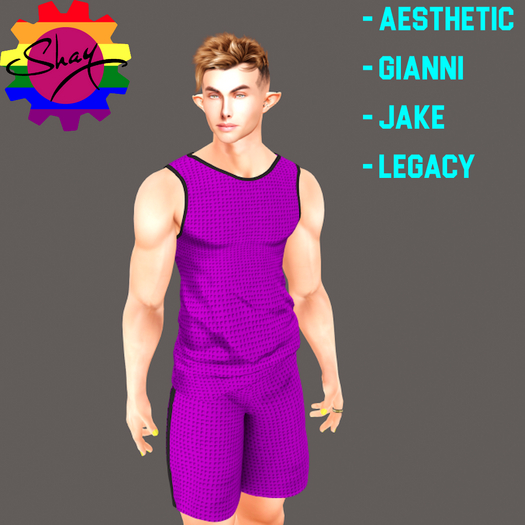 Purple-Black Trim Sports Tank & Shorts