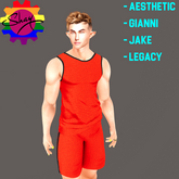 Red-Black Trim Sports Tank & Shorts