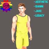 Yellow-Black Trim Sports Tank & Shorts