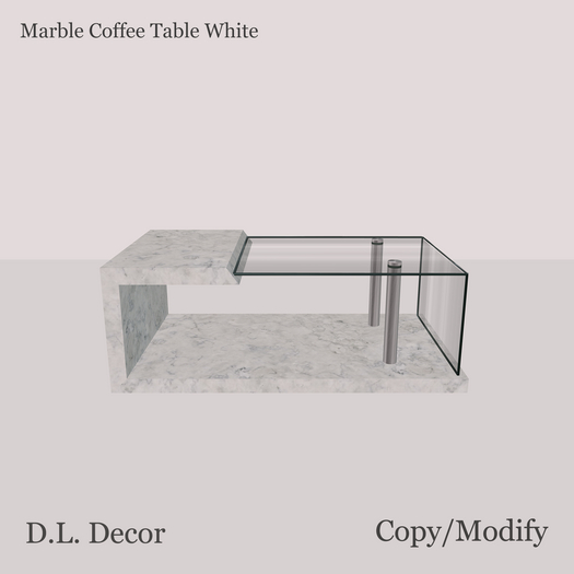 ! D.L. Decor Marble Coffee Table White Mesh