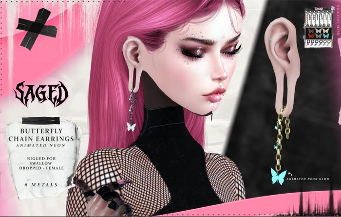SAGED. Butterfly Chain Earrings. Swallow