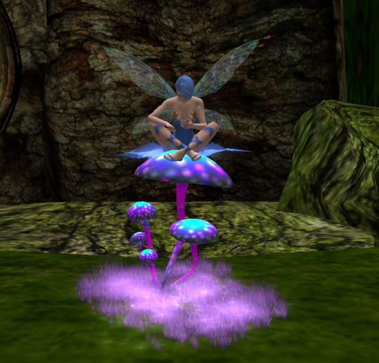Sitting Fairy blue  Mushroom