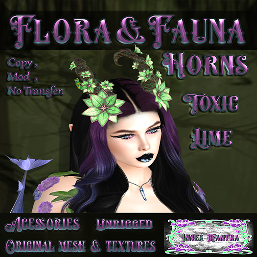 +Inner Mantra+ Flora & Fauna Horns *Toxic Lime*WEEKEND SALE % 50 OFF