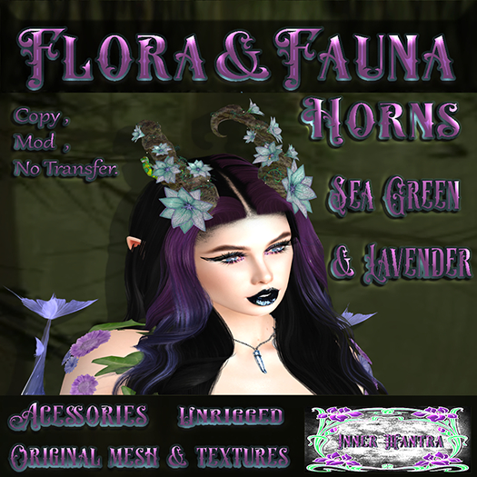 +Inner Mantra+ Flora & Fauna Horns  *Sea Green & Lavender