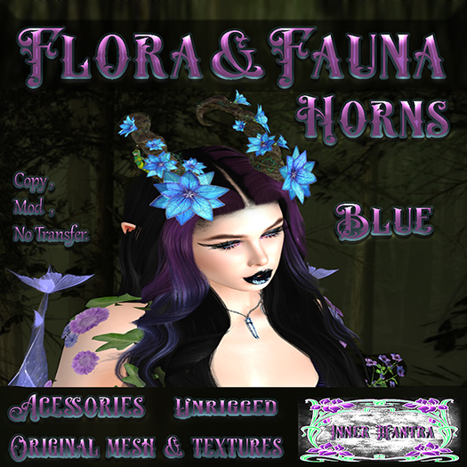 +Inner Mantra+ Flora & Fauna Horns  * Blue *{Box}