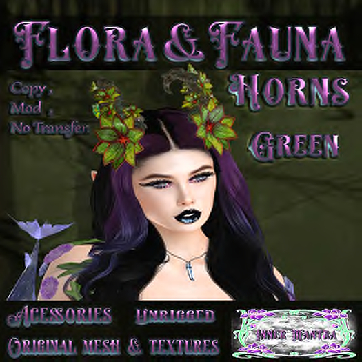 +Inner Mantra+ Flora & Fauna Horns  *Green*