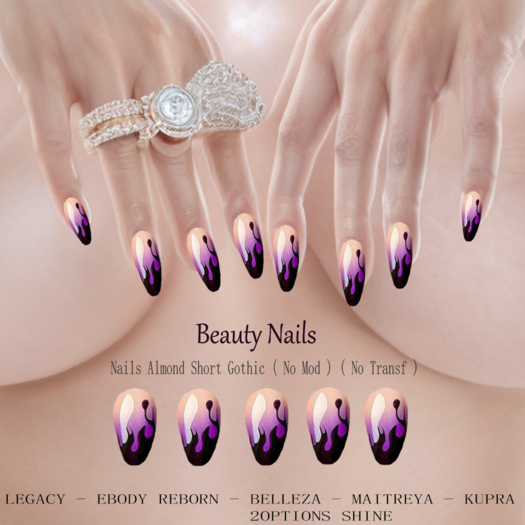 BN - Nails Almond Short - Gothic #2Options