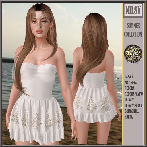 BRODERIE SKIRT STRAPLESS DRESS