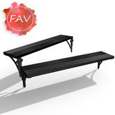 Black Wood Double Wall Shelf