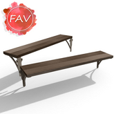Brown Wood Double Wall Shelf