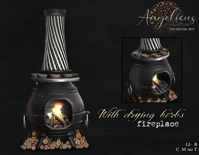 .AngelicUs. Fireplace with drying herbs