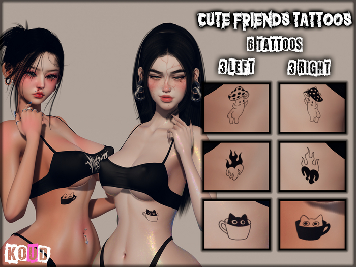 Koud. Cute Friends Tattoo's Pack