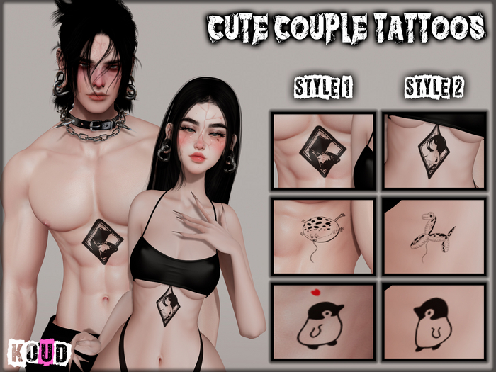 Koud. Cute Couple Tattoo's Pack 