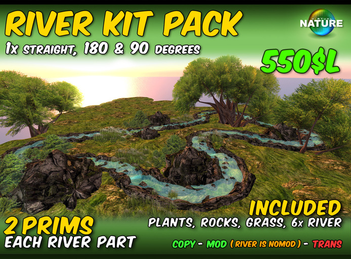 Instant RIVER kit - COPY (3 shapes) + plants, rocks, sound