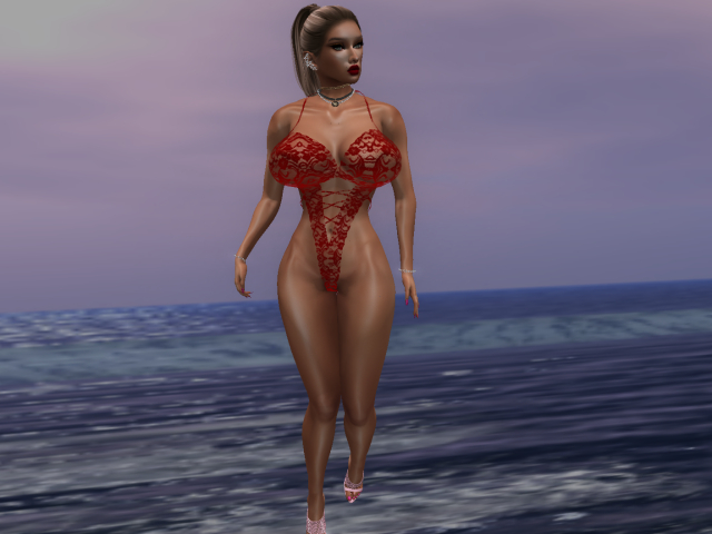 LINGERIE 400C LACE BODYSUIT - RED