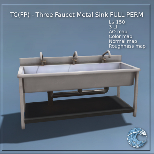 TC(FP) - Three Faucet Metal Sink FULL PERM