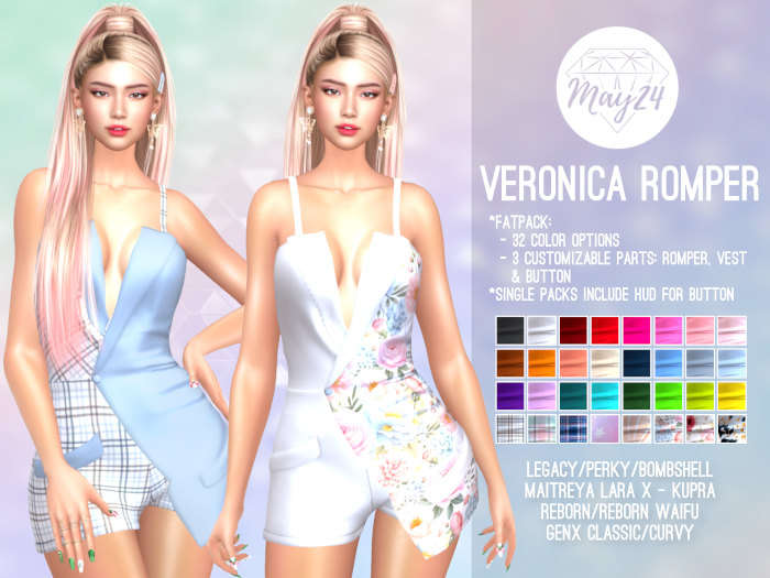 May24 - Veronica Romper - M.LaraX, Legacy/Perky/Bombshell, Kupra, Reborn/Waifu, GenX Classic/Curvy