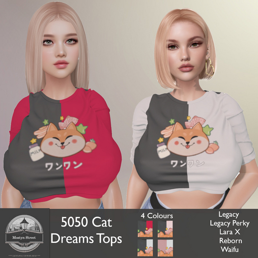 Mostyn St - 5050 Cat Dreams Tops