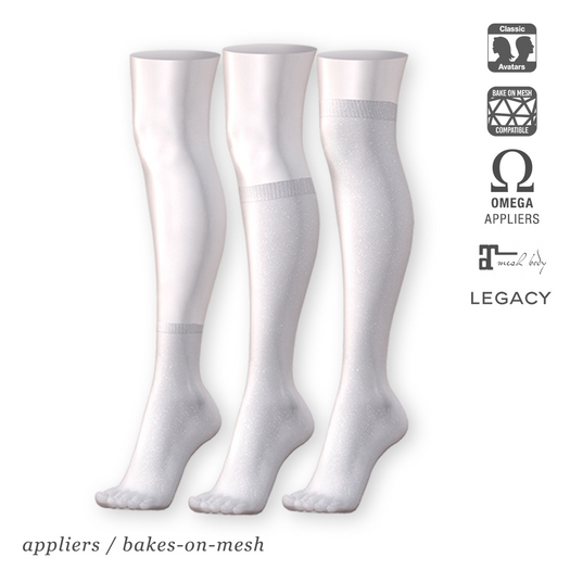 "Sophie" glitter BOM socks 02 Silver | Bakes-on-Mesh | Omega applier | Maitreya applier | Legacy applier