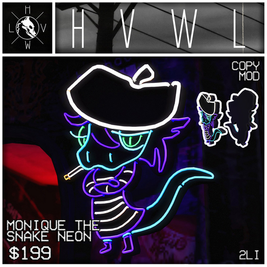 /// HVWL /// - Monique Snake Neon Sign