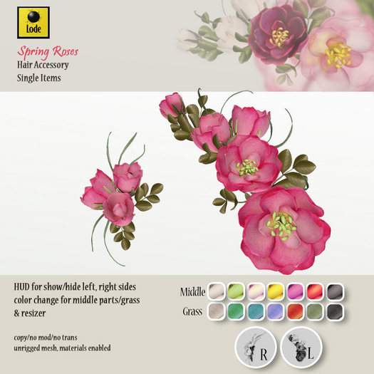 *LODE* Hair Accessory - Spring Roses [pink]