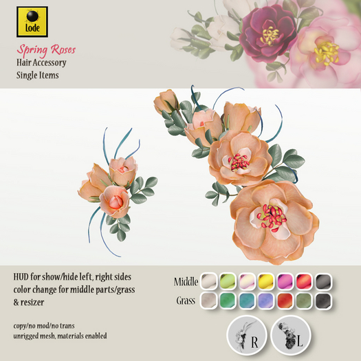 *LODE* Hair Accessory - Spring Roses [peach]