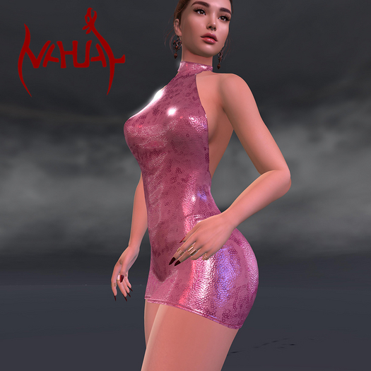 Nahual: Short Sequin Dress Pink - LaraX