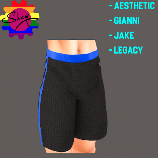 Black-Blue Trim Sports Shorts