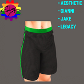 Black-Green Trim Sports Shorts