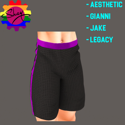 Black-Purple Trim Sports Shorts