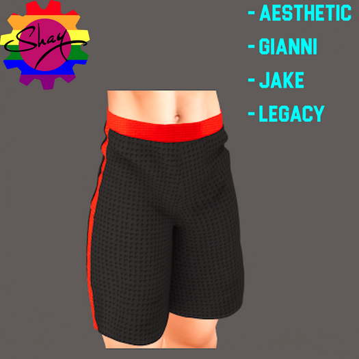 Black-Red Trim Sports Shorts
