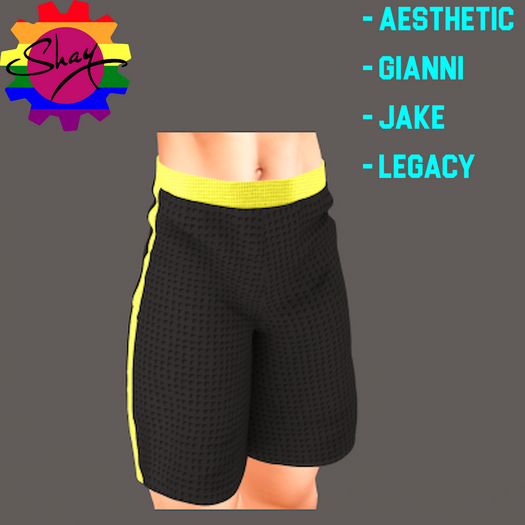 Black-Yellow Trim Sports Shorts