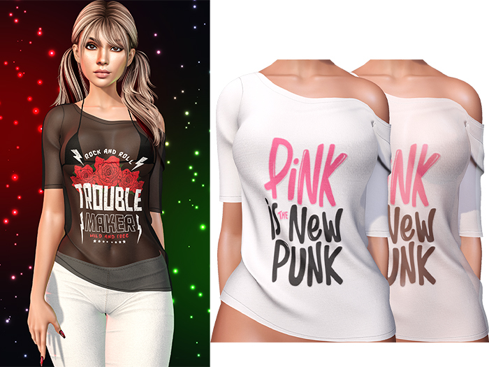 Ember Off Shoulder Tee Shirt [Rock Punk] - Maitreya Lara • LaraX • Petite • PetiteX • Legacy • Reborn Tops