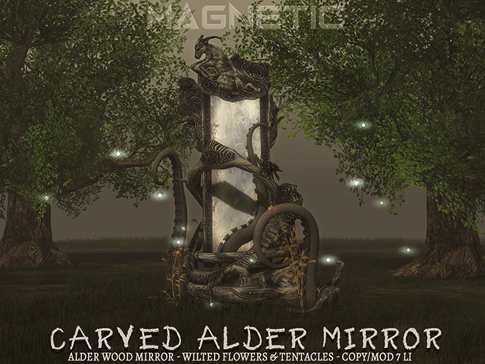 Magnetic - Carved Alder Mirror