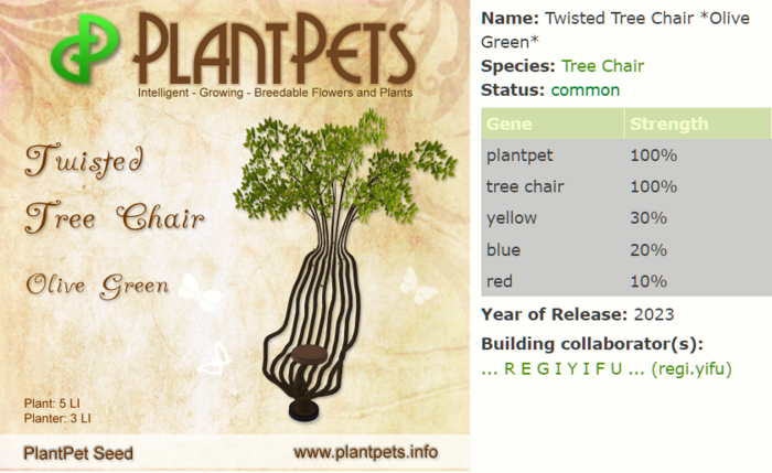 PlantPet Seed [Twisted Tree Chair *Olive Green*]