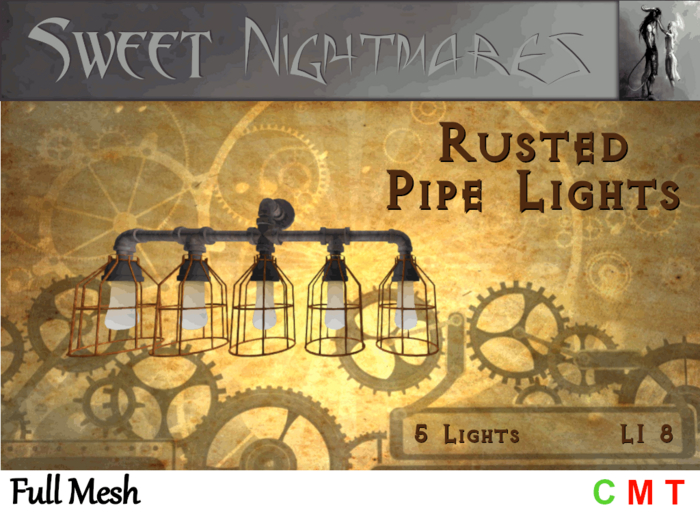 ~Sweet Nightmares~ Rusted Pipe Light Fixture - 5 Bulbs