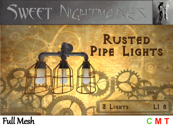 ~Sweet Nightmares~ Rusted Pipe Light Fixture - 3 Bulbs