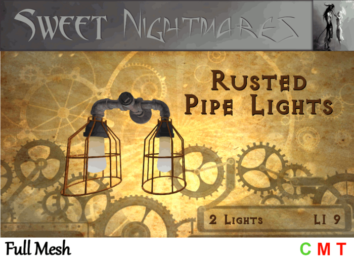 ~Sweet Nightmares~ Rusted Pipe Light Fixture - 2 Bulbs