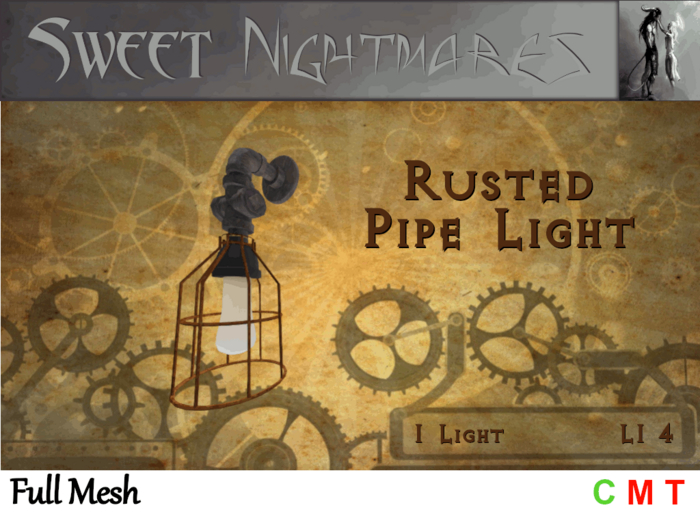 ~Sweet Nightmares~ Rusted Pipe Light Fixture - 1 Bulb