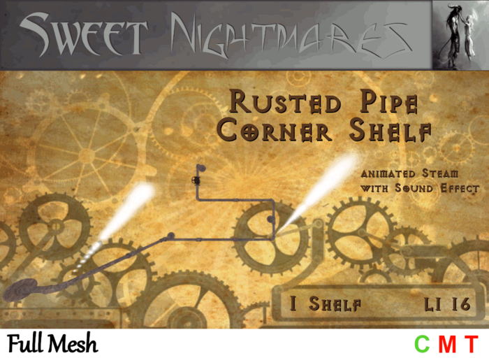 ~Sweet Nightmares~ Rusted Pipe Shelves - Corner