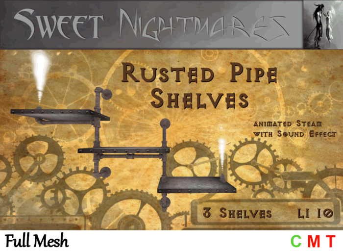 ~Sweet Nightmares~ Rusted Pipe Shelves - 3 Shelf Stair