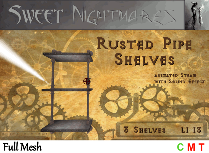 ~Sweet Nightmares~ Rusted Pipe Shelves - 3 Shelf