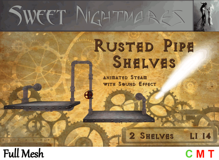 ~Sweet Nightmares~ Rusted Pipe Shelves - 2 Shelf