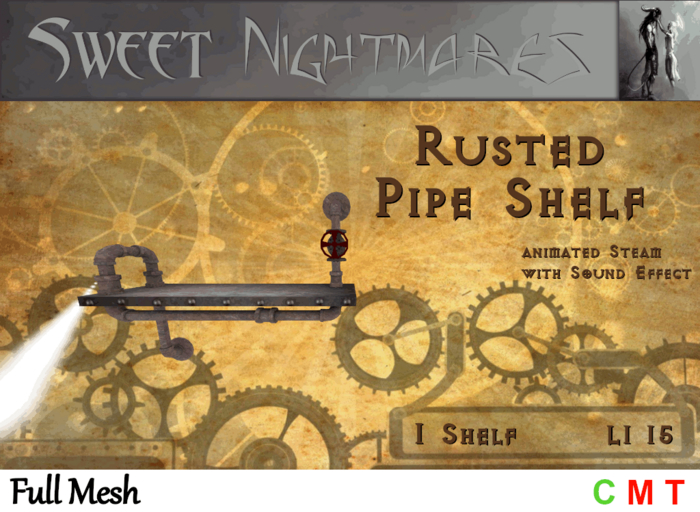 ~Sweet Nightmares~ Rusted Pipe Shelves - 1 Shelf